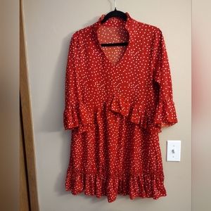 Red Polka dot ruffle sleeve dress - Size M
